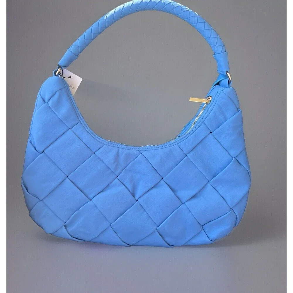 Jason‎ Wu Nylon Woven Hobo Shoulder Bag Vista Blue Half Moon Unique NWT $138